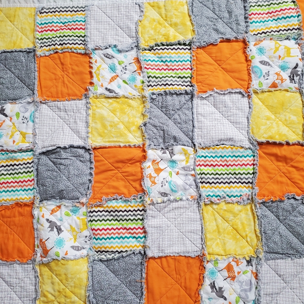 New Homemade Colorful Baby Boy Rag Quilt - Picture 8 of 10